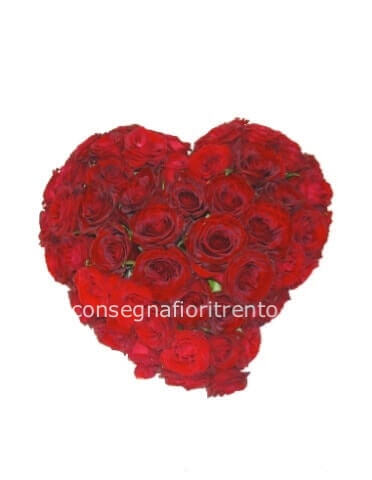 Un petalo di gioia per te.cuore di rose colore rosso