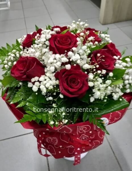 batticuore bouquet con 9 rose rosse