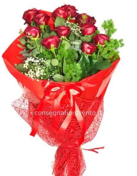 ❤️La sinfonia dell'Amore mazzo di 17 rose rosse stelo lungo