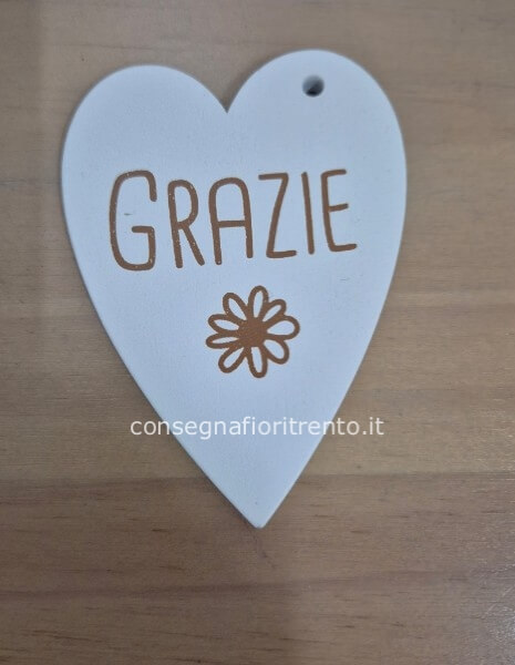 Biglietto di auguri in legno, a forma di cuore,grazie