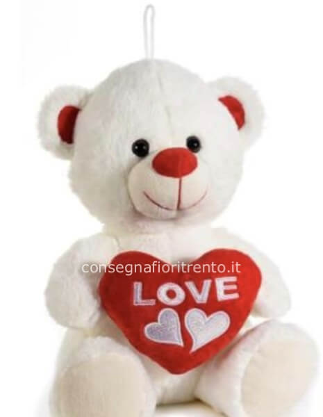 Orsetto peluche con cuore imbottito e scritta Love